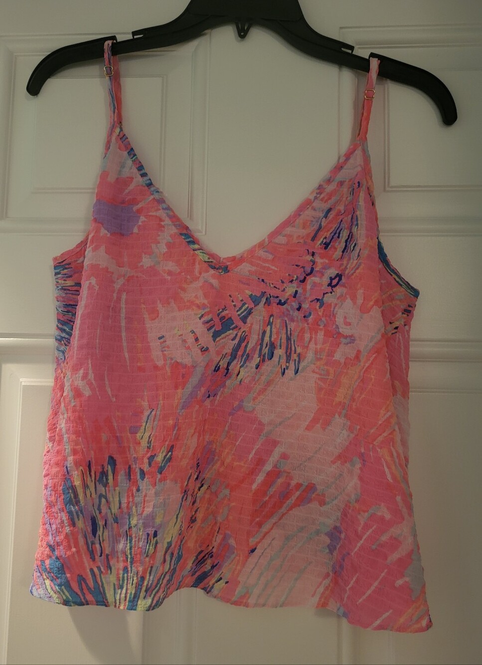 Lilly Pulitzer Coral Pink Multicolor Textured Tank